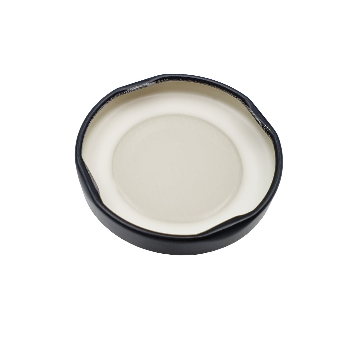 bottom of the 48mm black metal twist top lid to suit one litre passata jars.