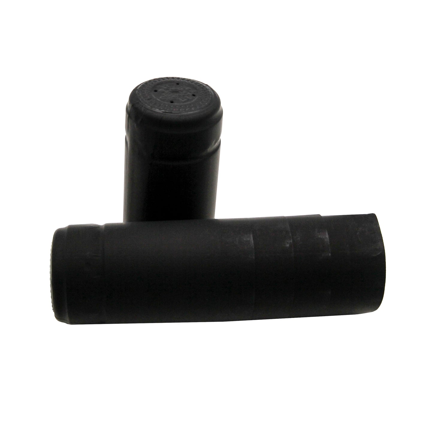 Pack of 100 matt black pvc heat shrink wine caps to suit standard 750ml wine bottles.