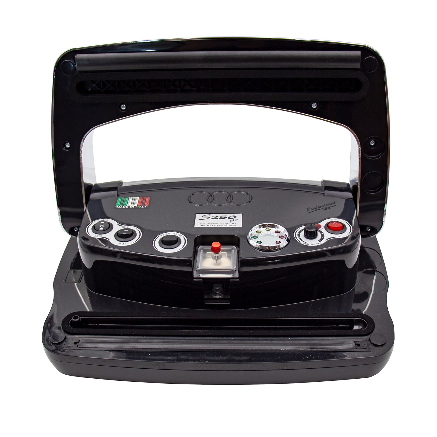 Black and chrome SICO single vacuum sealing machine. Italian Made. 