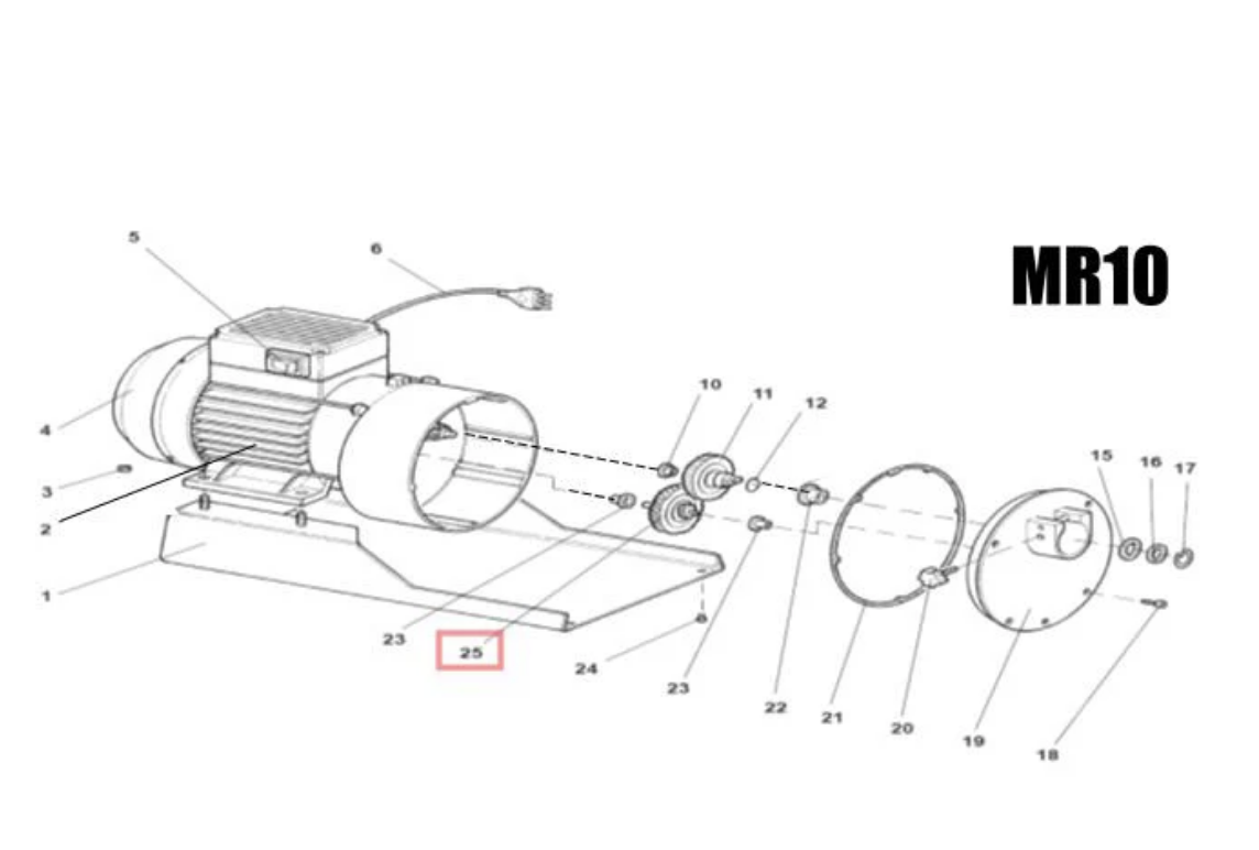 FLB Mincer - Gear Double for Motor MR10 1.5hp