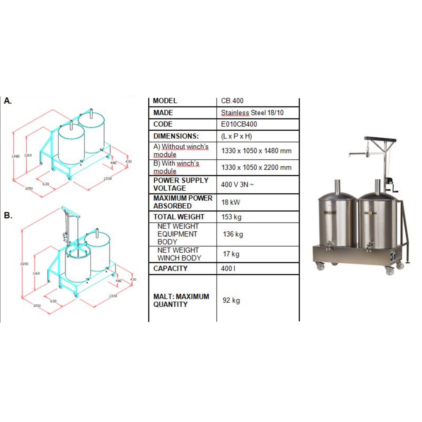 Brew system technical information and diagrams.