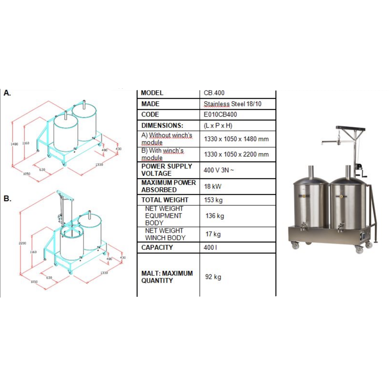 Brew system technical information and diagrams.