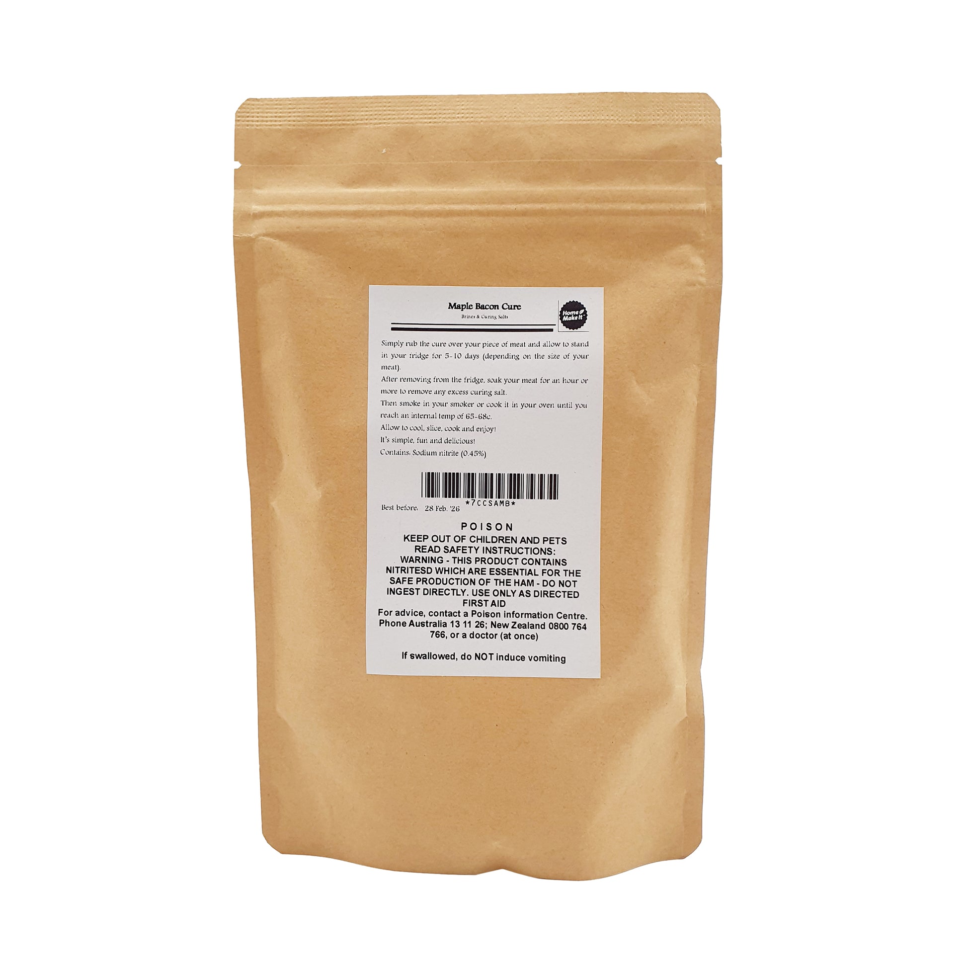 back label for maple bacon cure