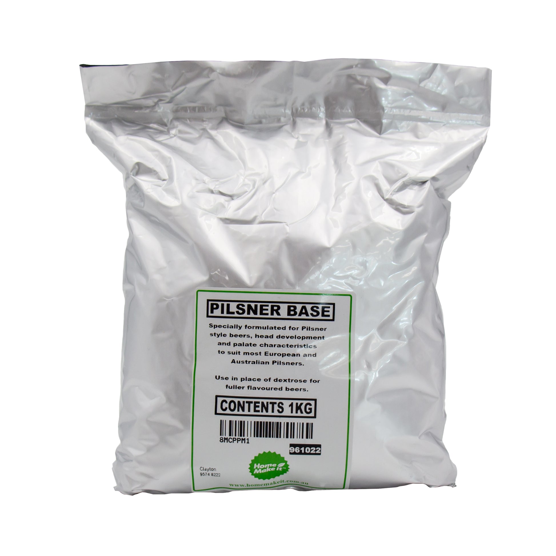 1kg bag of dried pilsner base for home brewing