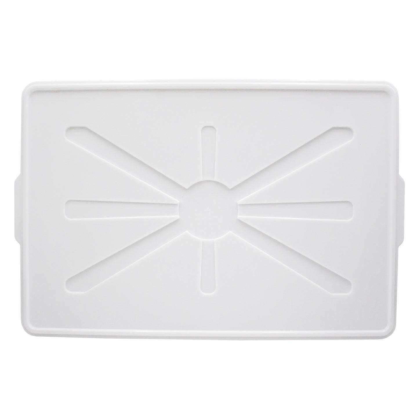 white food grade plastic crate lid. 62 by 43 by 5 cm