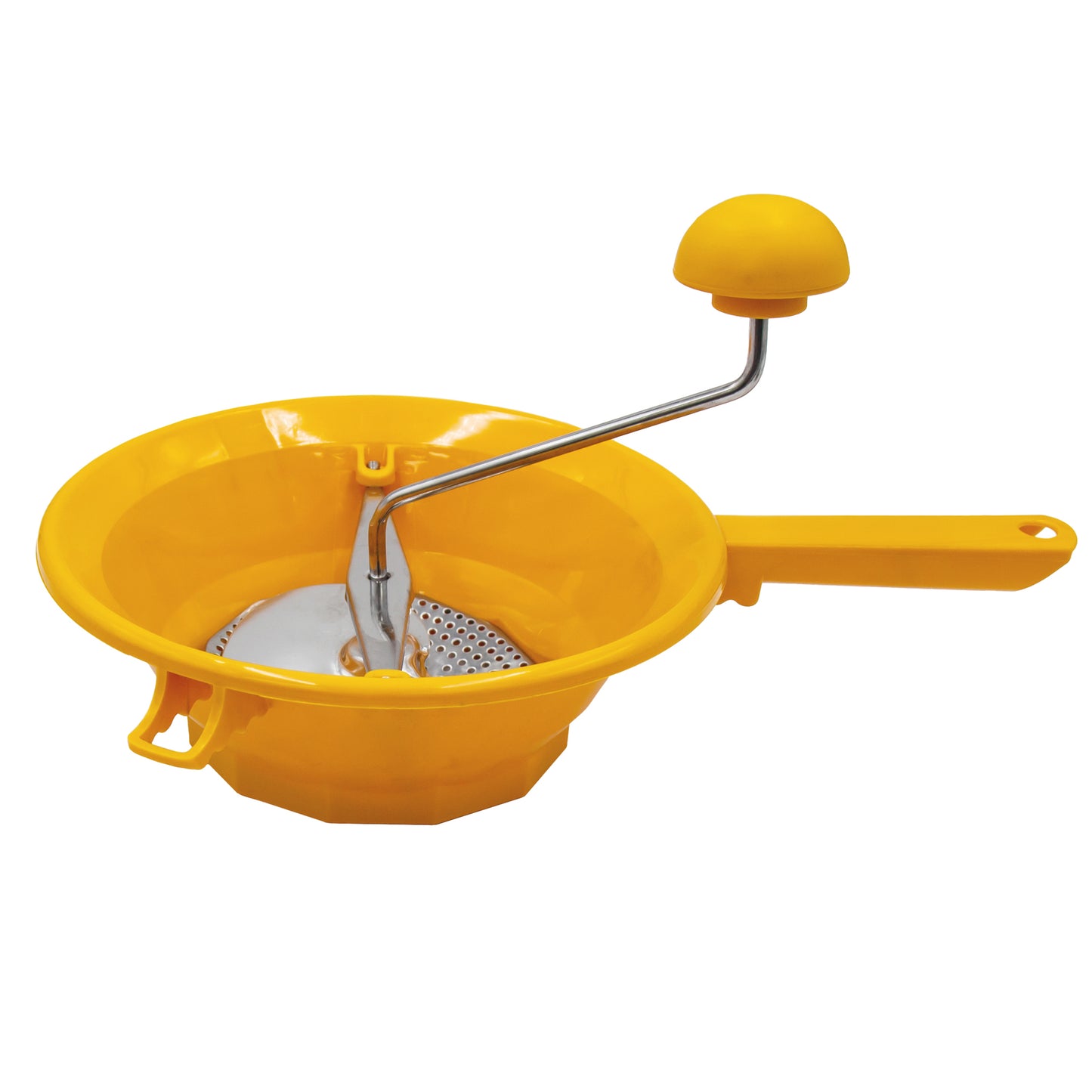 20cm orange plastic mouli for milling tomatoes and soft vegetables.