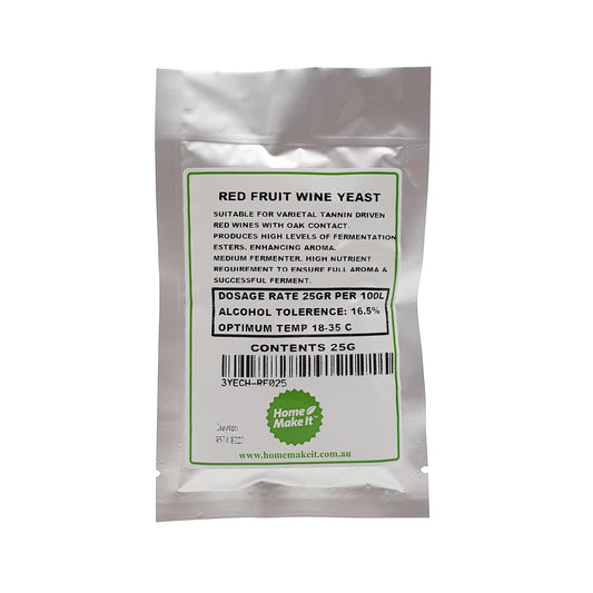 25 gram bag of red fruit wine yeast