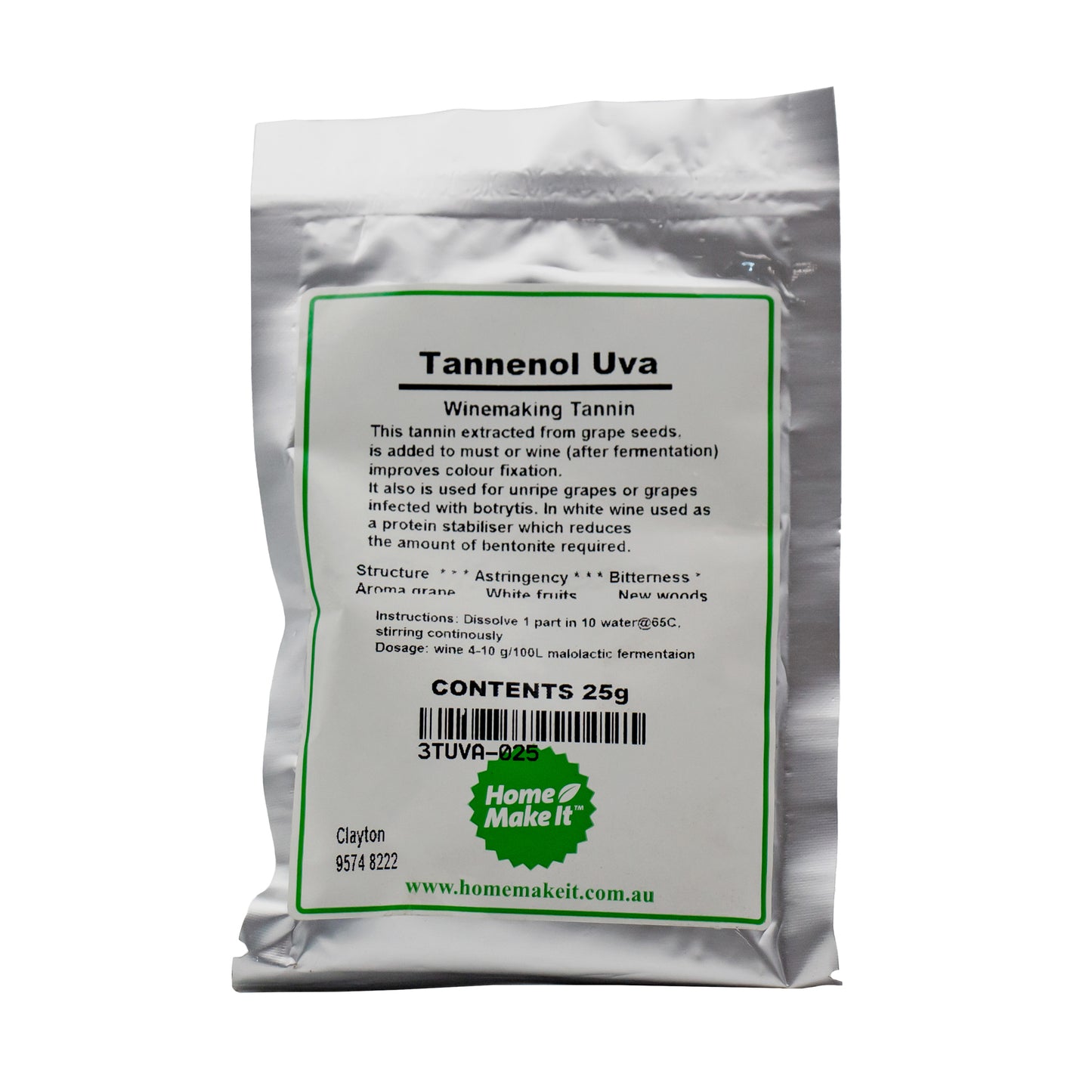 25 gram bag of tannin tanenol uva