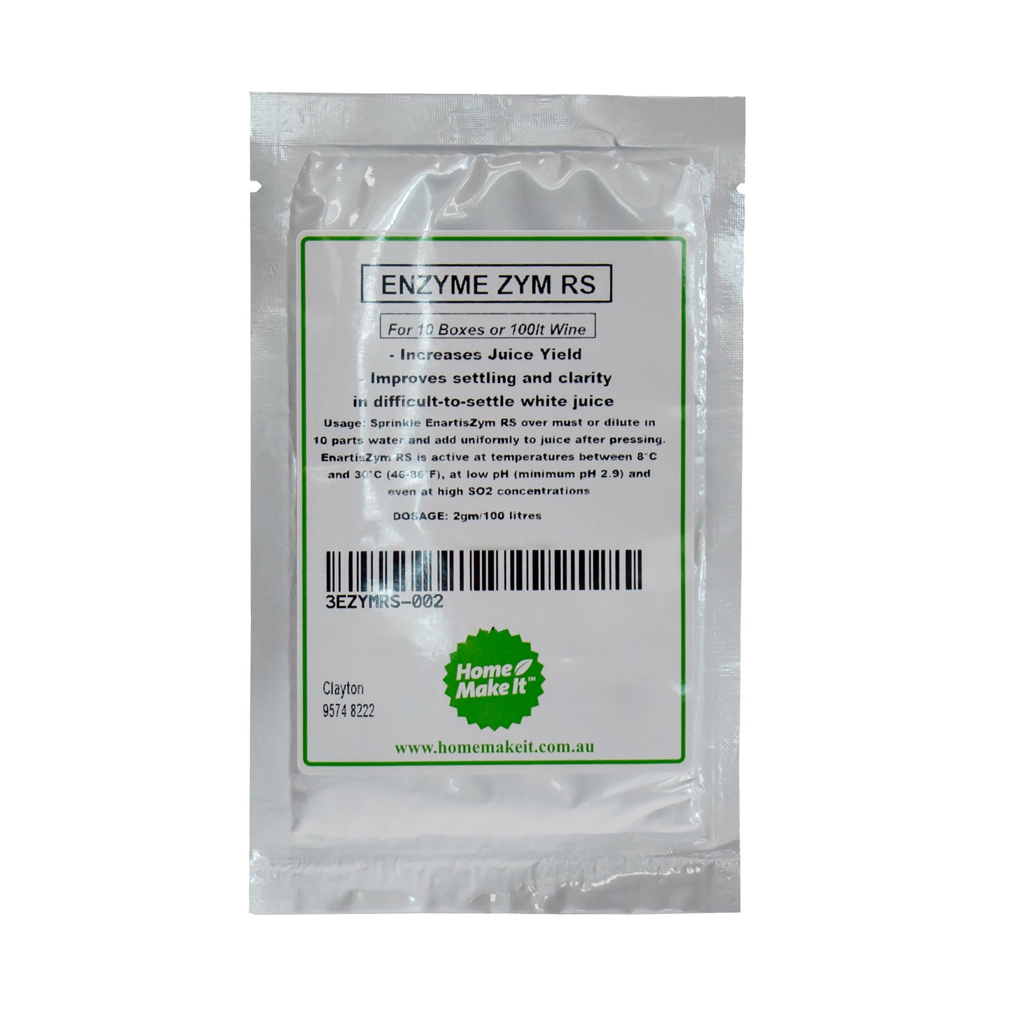 2g packet of enartis zym enzyme for white wine