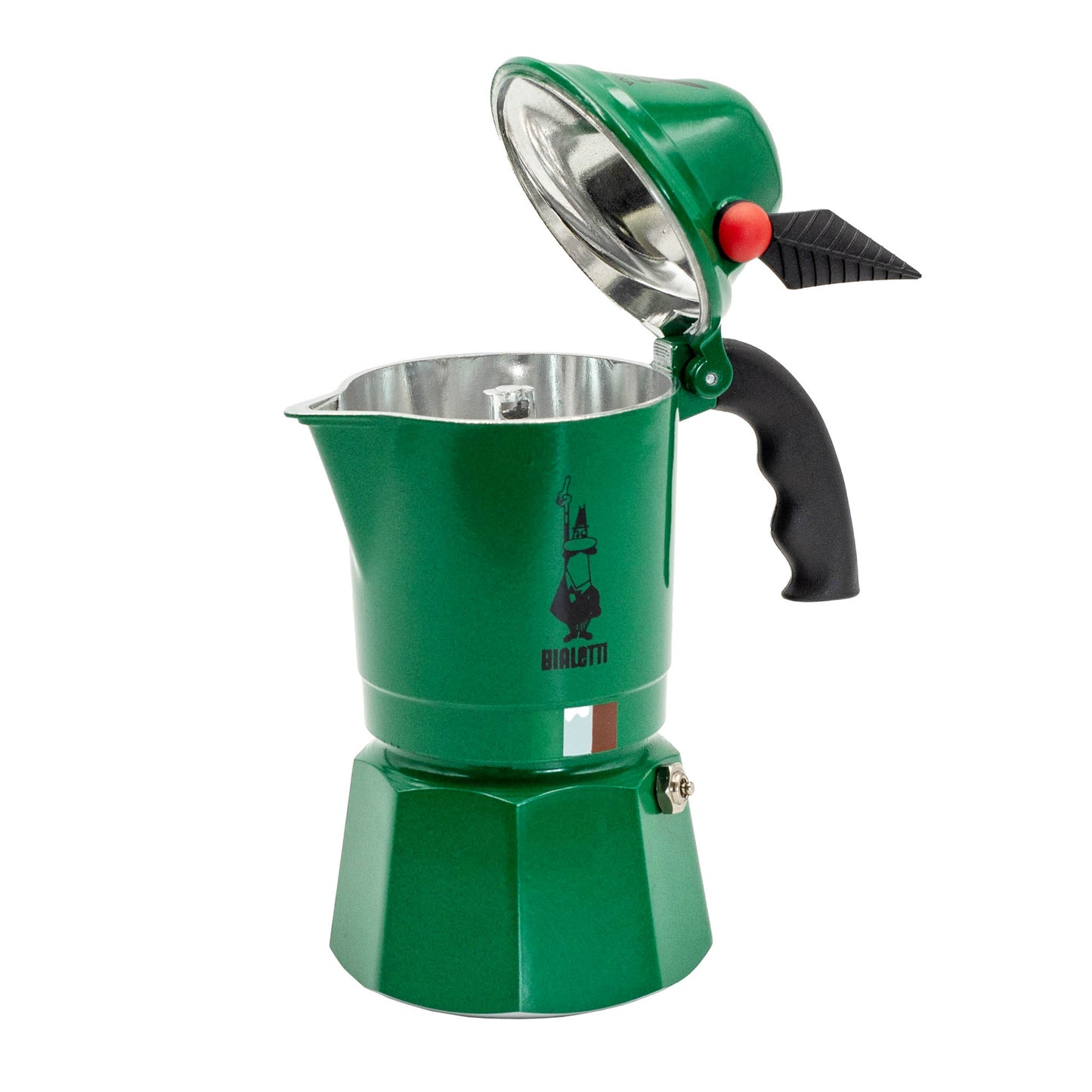 Three cup Bialetti Moka Alpina stove top espresso coffee maker for authentic Italian coffee in minutes.