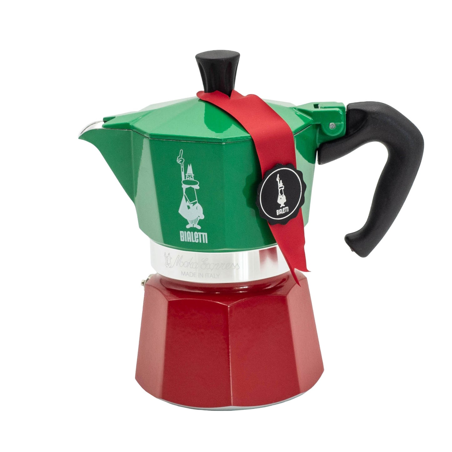 Six Cup Bialetti Moka express Italia Model. For perfect stove top espresso coffee in minutes.