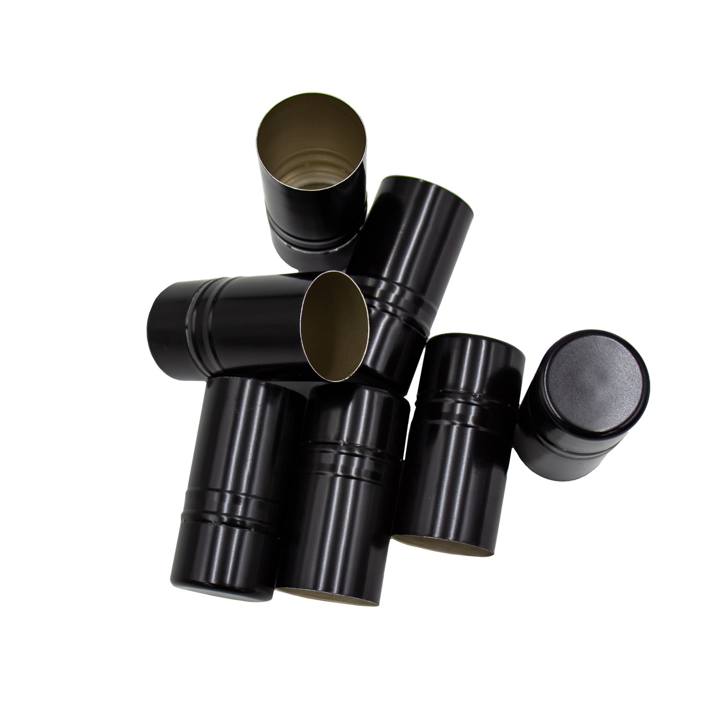 bag of 100 black metal screw caps to suit standard size 750ml wine bottles.