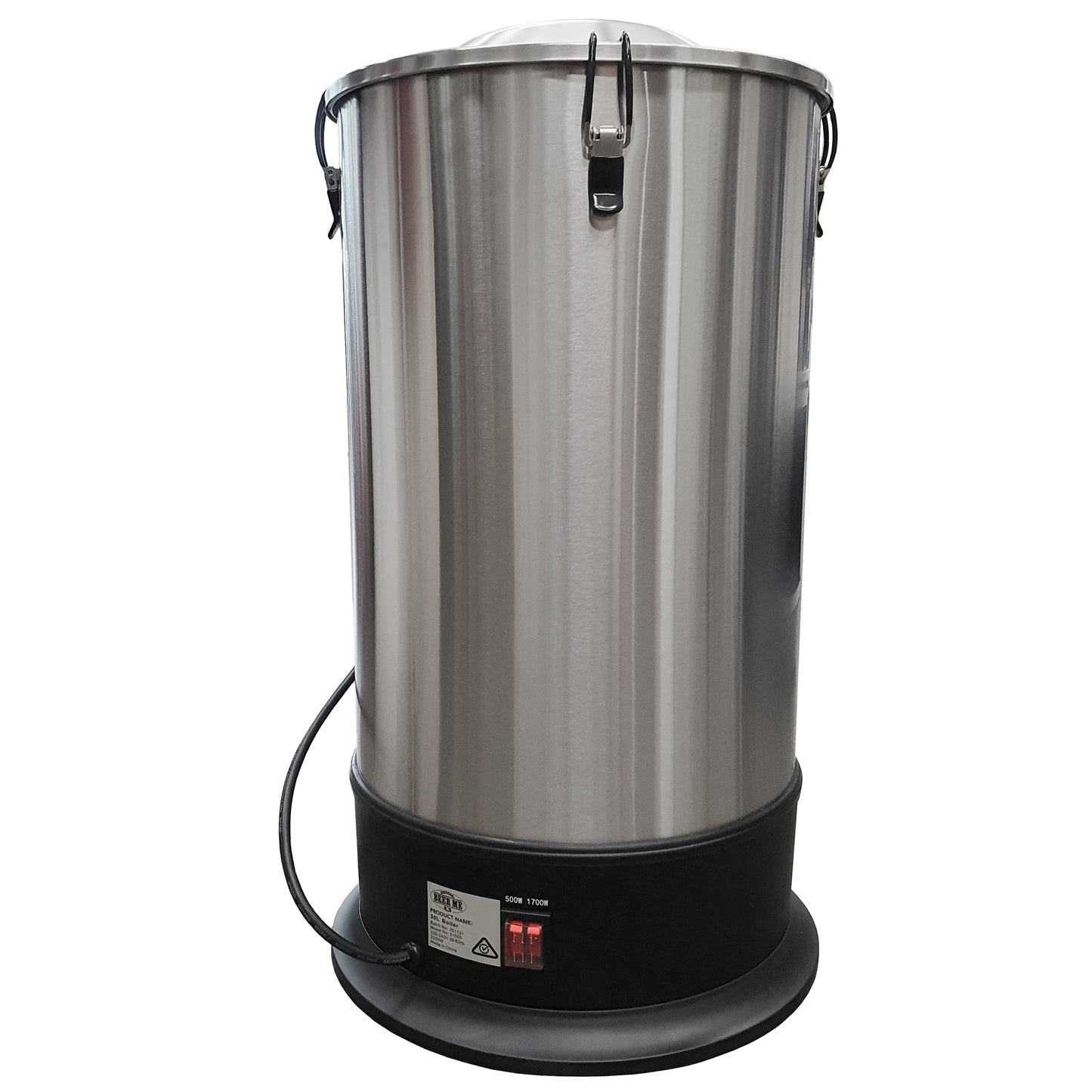 30 litre boiler for distillation. Comes with a 500 and 1700 watt switches for control over temperatures.