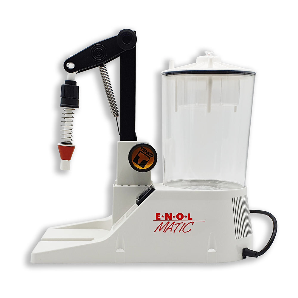 Italian made enolmatic filler for filling wine, spirits, liquor, tomato sauce, fruit juices, and other liquids with relatively high viscosity