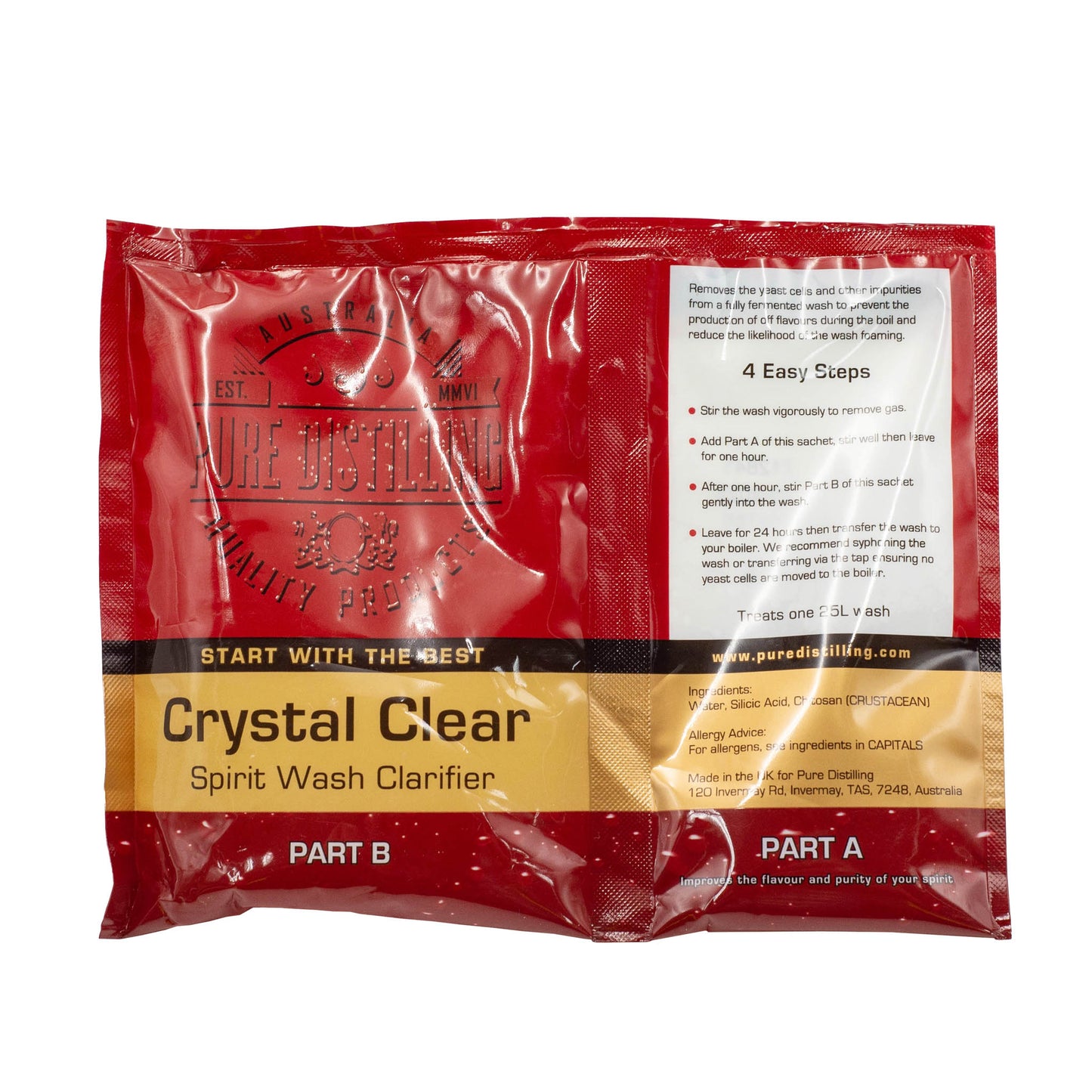 Pure Distilling Crystal Clear Spirit Wash Clarifier Removes the yeast cells and other impurities from a fully fermented wash to prevent them contaminating your spirit while distilling