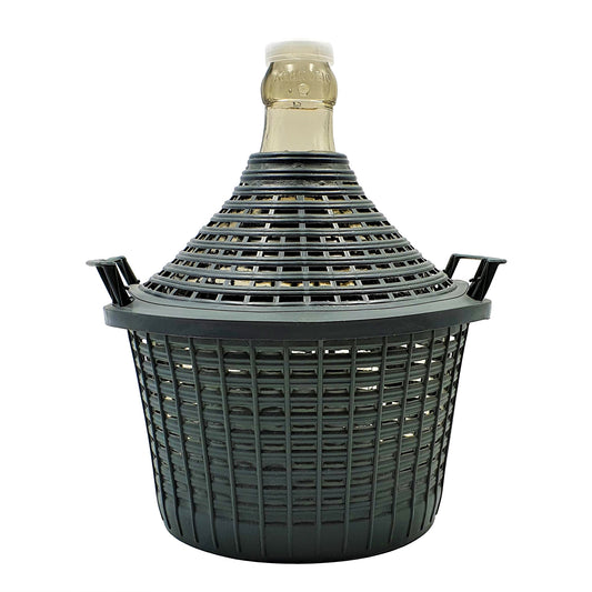 34 litre narrow neck demijohn with PVC basket and lid used for wine making