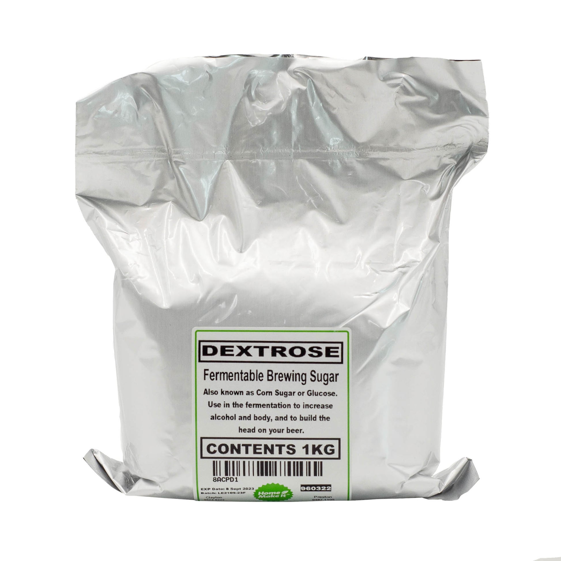 1kg bag of dextrose brewing sugar.