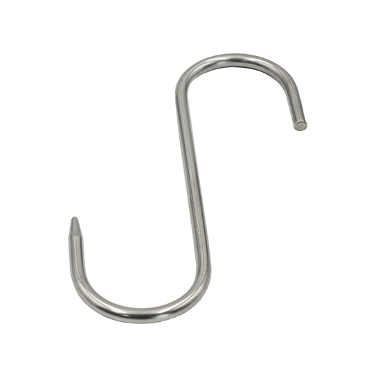 heavy duty stainless steel meat hook for hanging curing meats. 160mm x 6mm