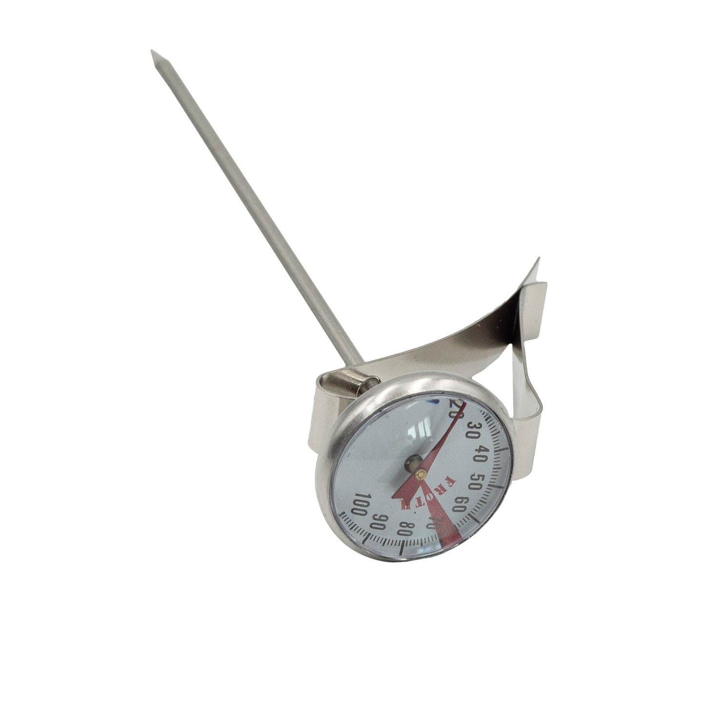 stainless steel milk frothing thermometer. Temperature gauge from 10 to 100 degrees celsius.
