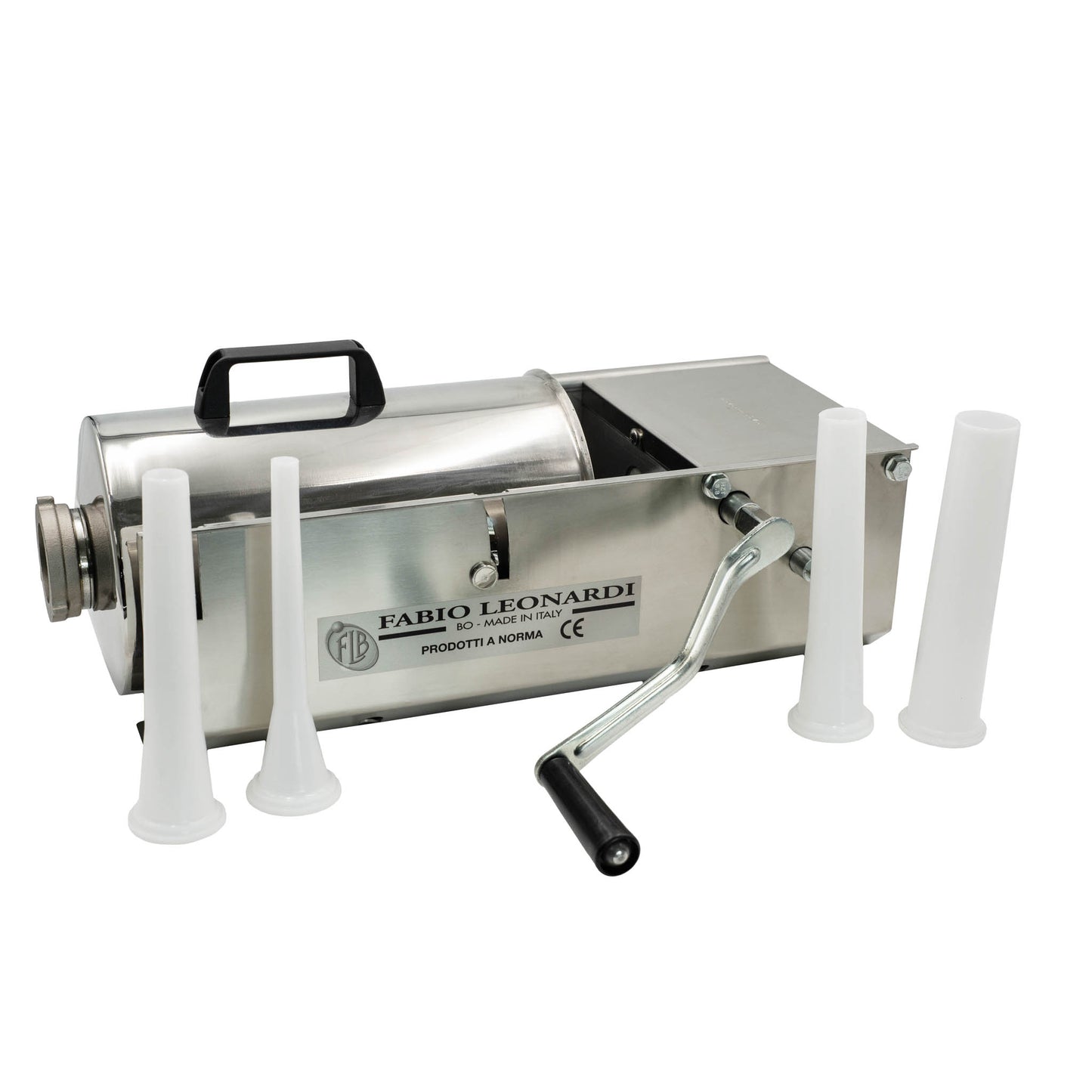 Italian made fabio leonardi mincer and filler machine. 5 kg capacity with four funnel sizes.