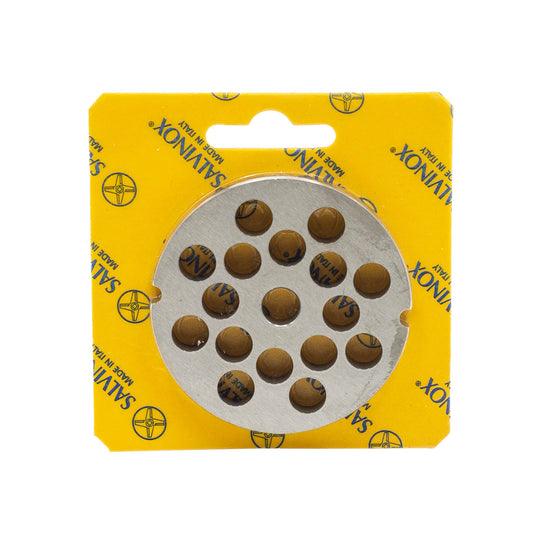 Size 12 with 10mm holes stainless steel replacement mincer plate for salami and sausage mincing machines.