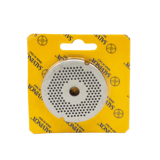 Size 8 with 2mm hole stainless steel replacement mincer plate for salami and sausage mincing machines.