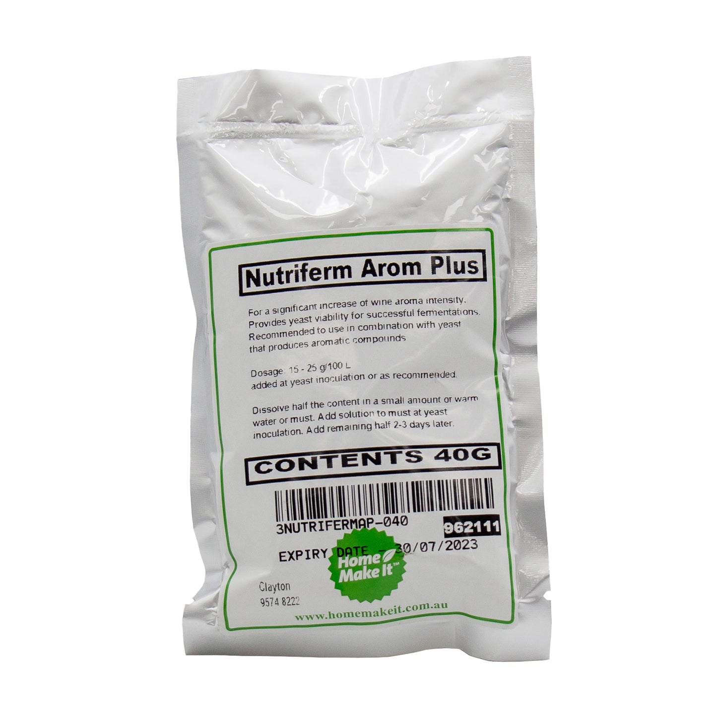 40g packet of nutriferm arom plus for red wines.