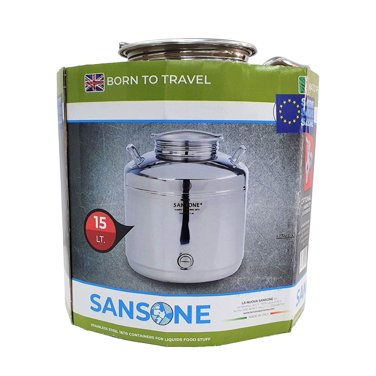 15 litre sansone 18/10 stainless steel olive oil tank for long term storage of olive oil 