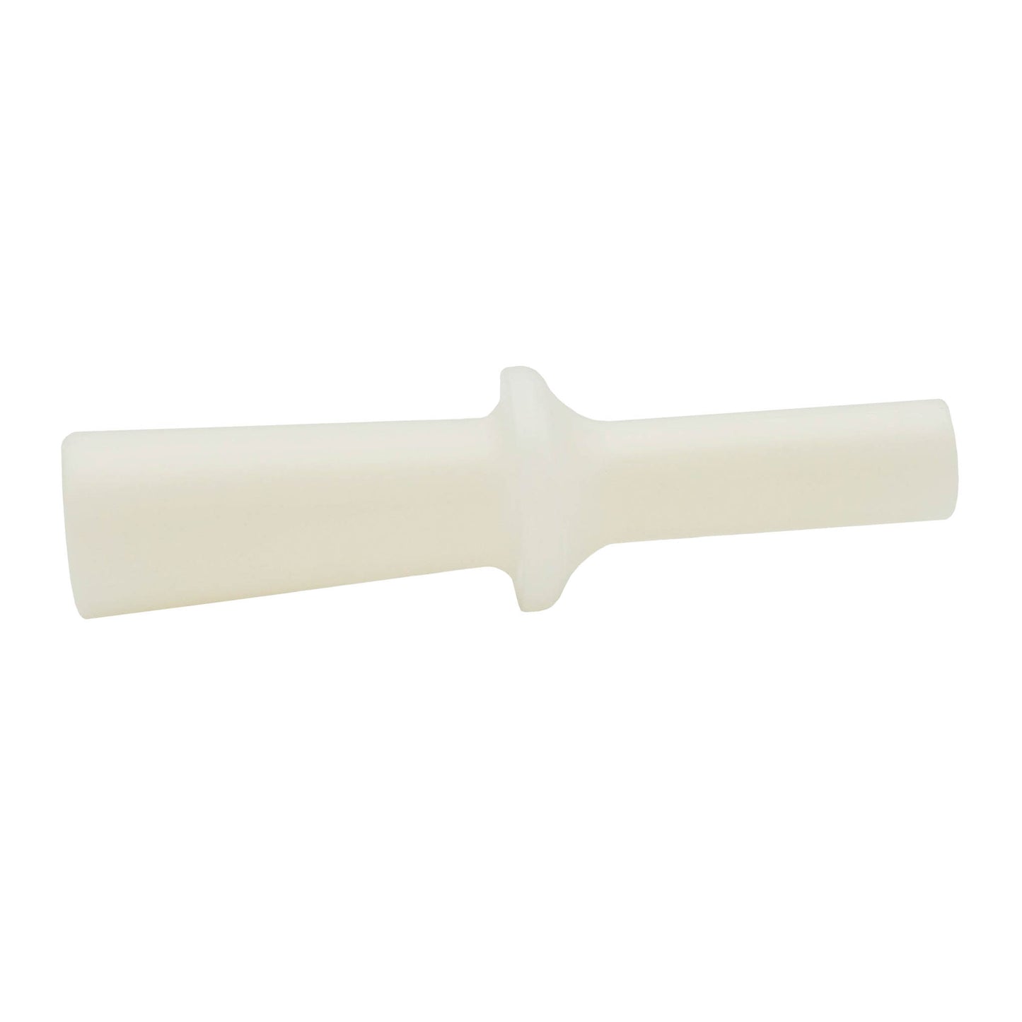 White food grade plastic plunger for pushing meat or tomatoes into mincing machines. with hand guard.