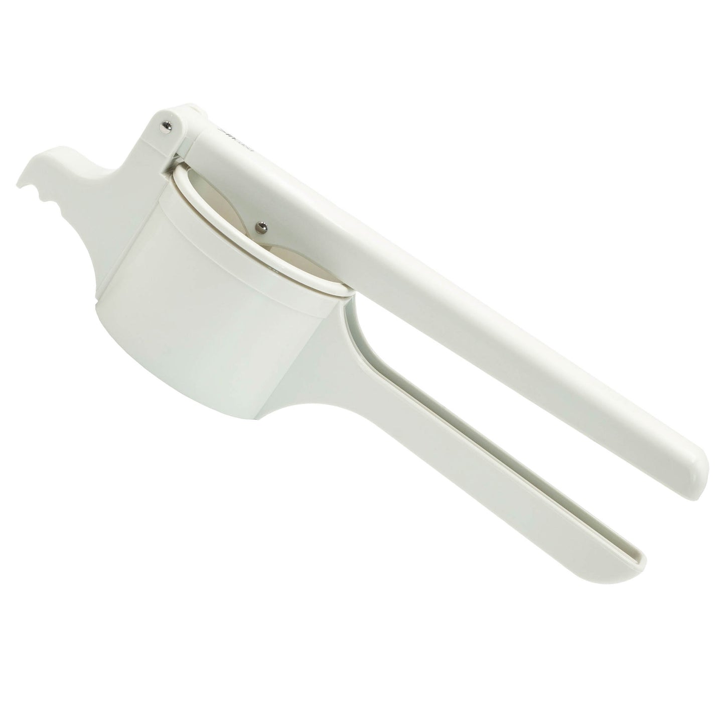Potato ricer / masher. Works with cooked vegetables you want to mash.