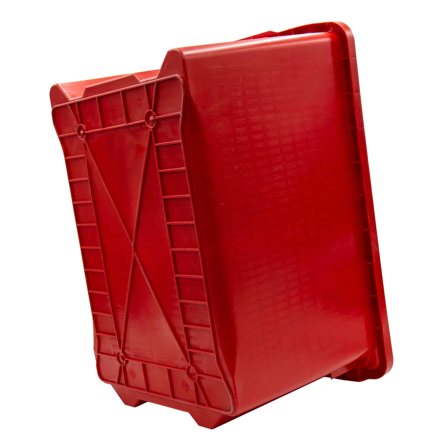 40 litre red solid food grade plastic crate. Used in salami, sausage and passata making