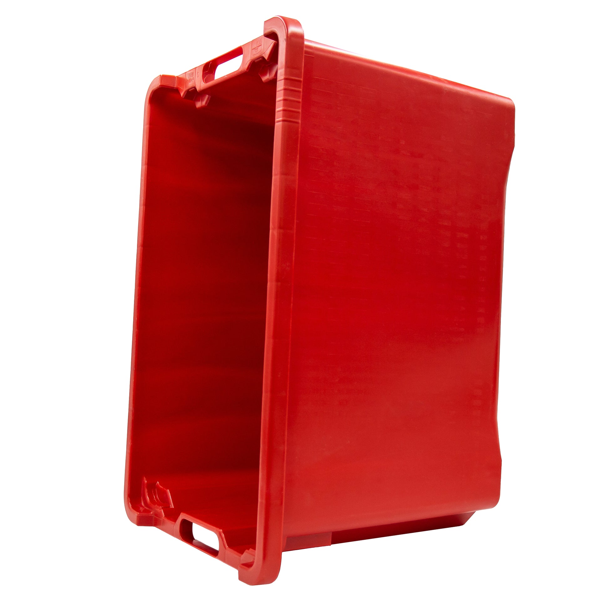 40 litre red crate food grade plastic crate with tomato sauce passata filling nozzle