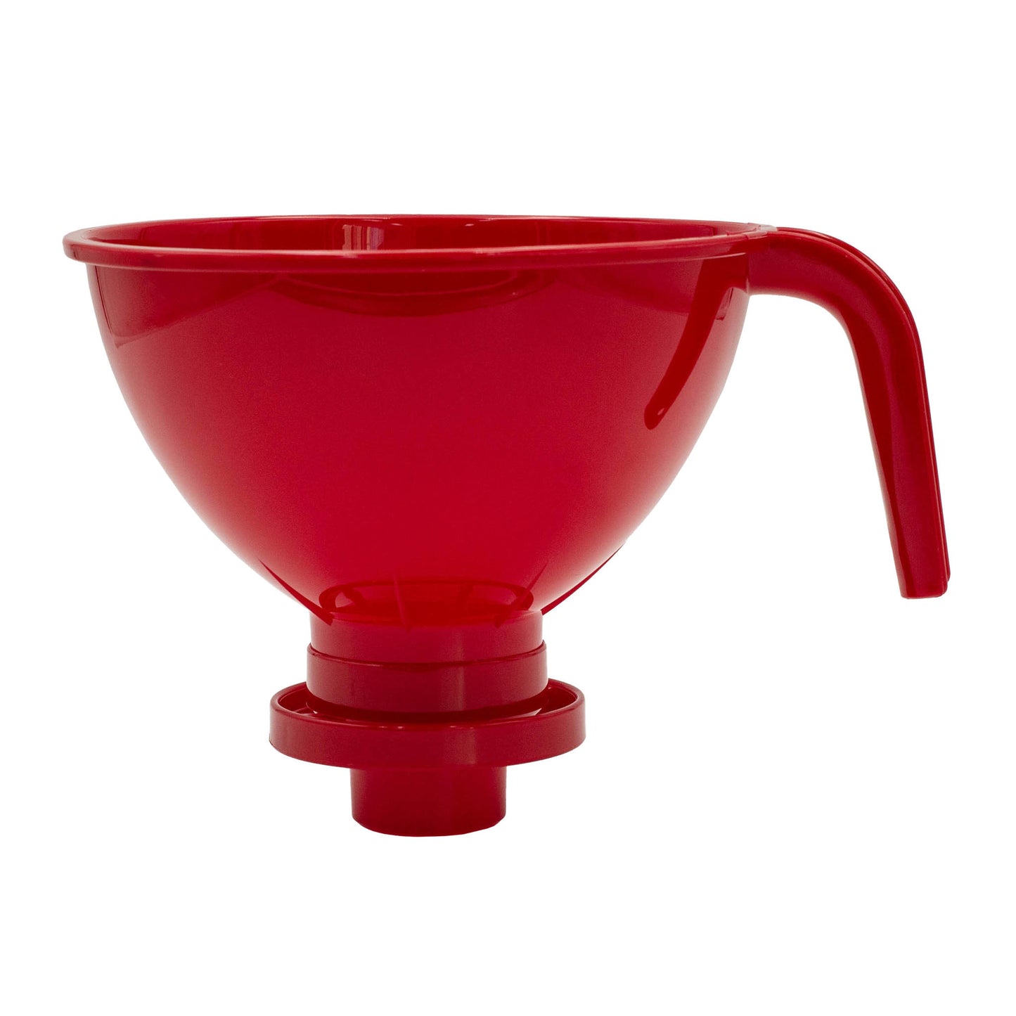 Italian Made food grade red plastic funnel for filling passata jars and bottles.