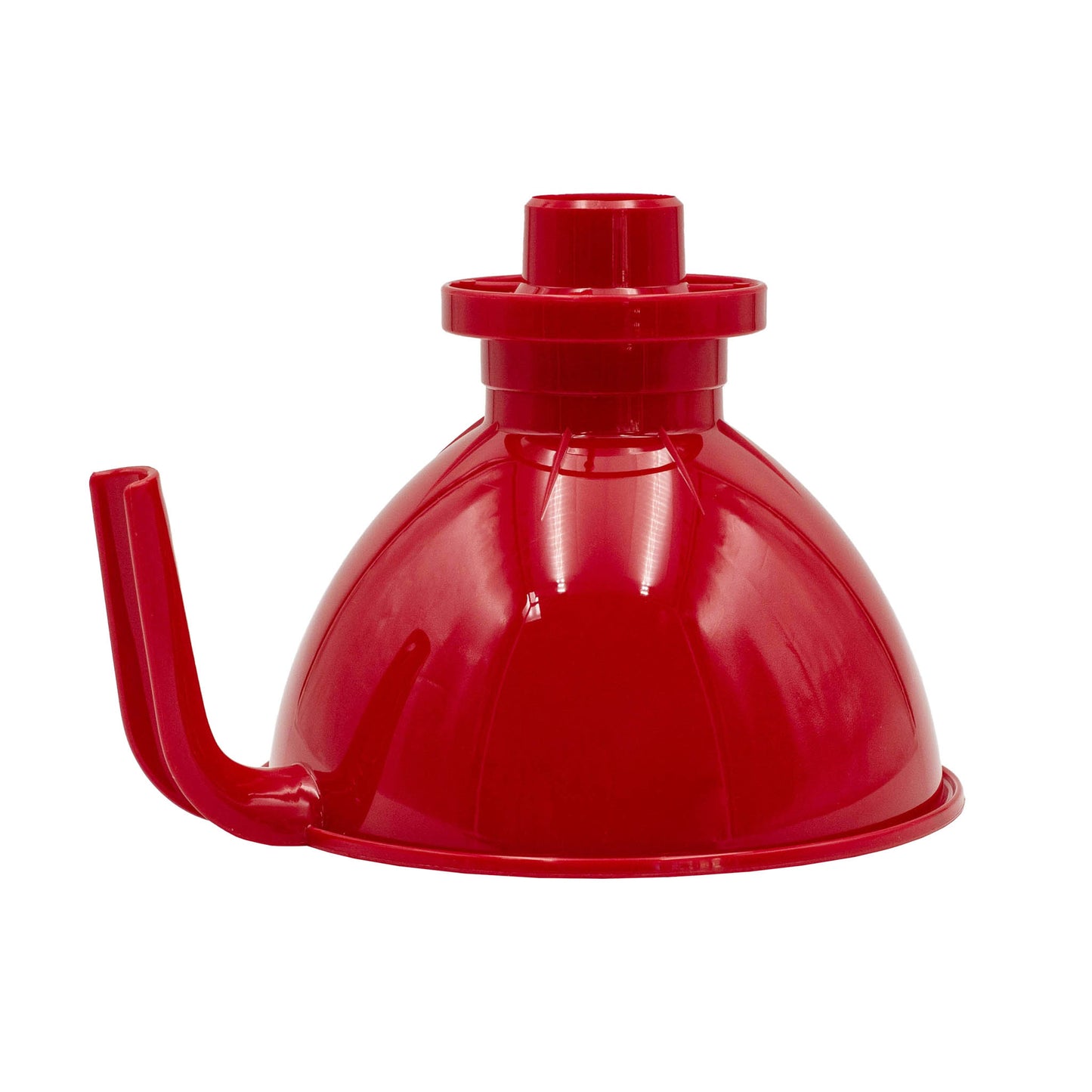 Italian Made food grade red plastic funnel for filling passata jars and bottles.