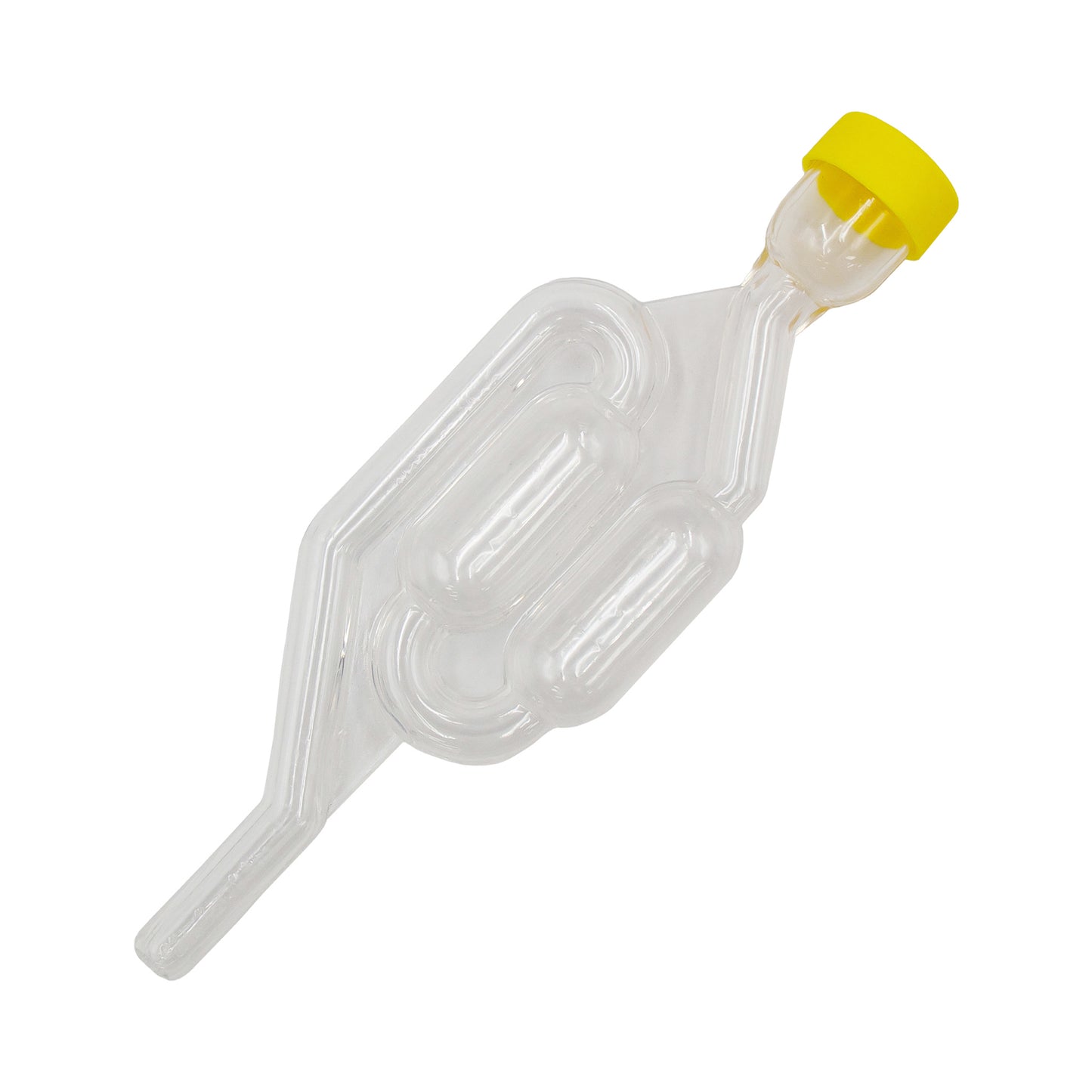 Clear food grade plastic s-type airlock used while fermenting liquids like beer, wine and ciders.
