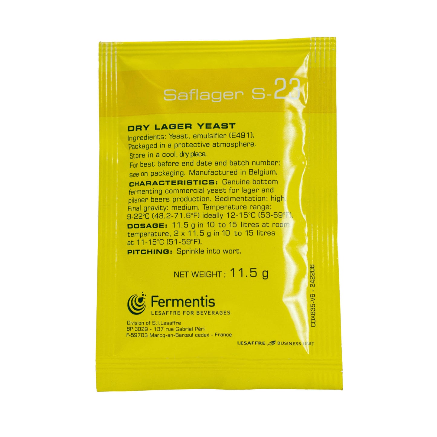 Saflager S 23 dry lager brewing yeast is a genuine German style dried lager yeast, developing the best of its lager notes under low-temperature fermentation