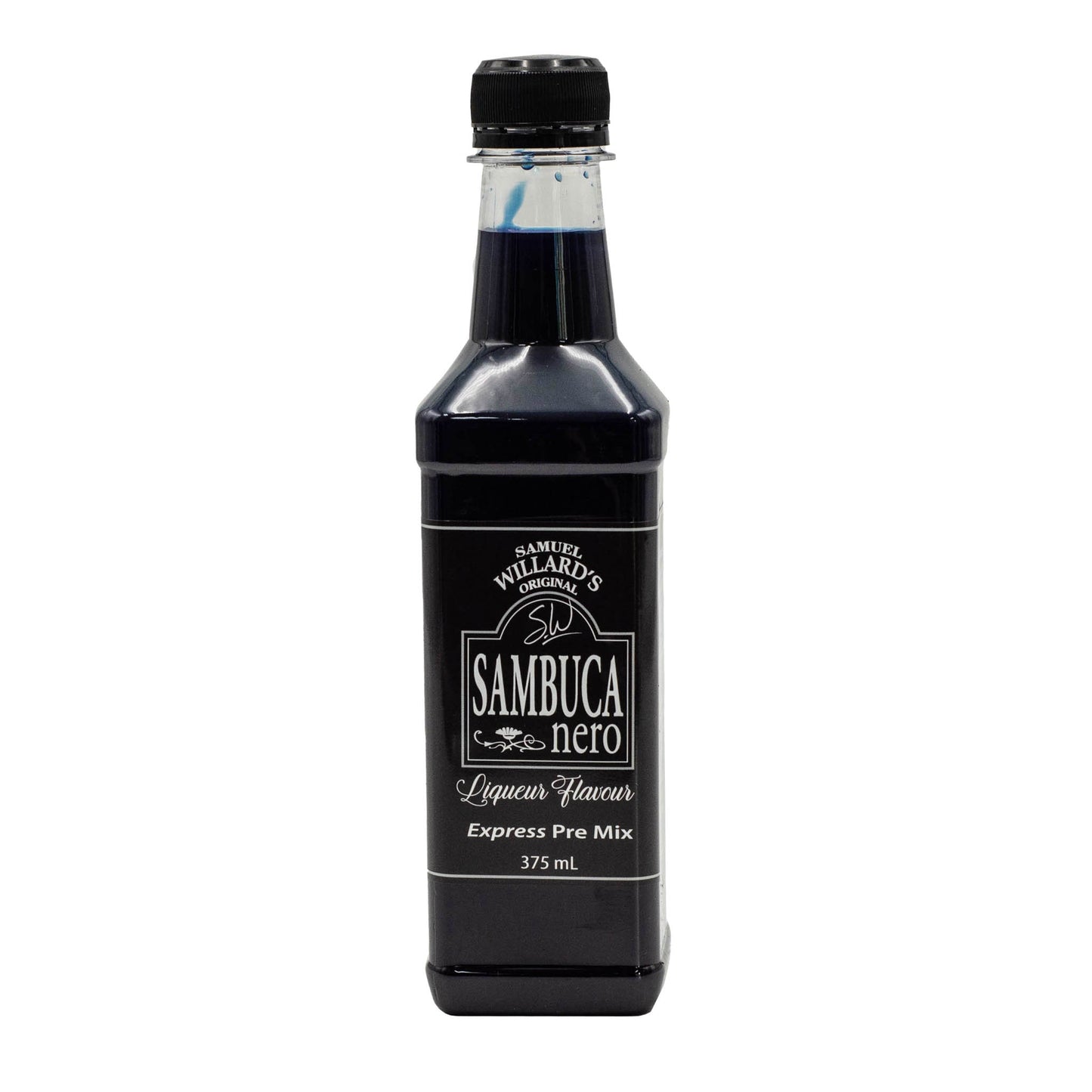 Samuel Willards Sambuca Nero premix. Will make 1125mL of finished product from each 375mL bottle