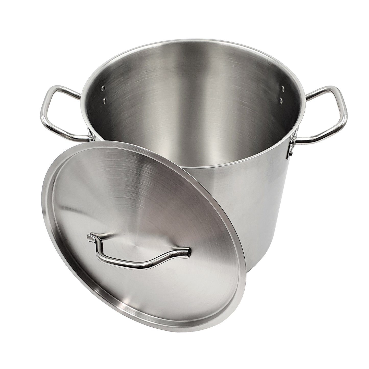 Italian Made 140 litre aluminium stock pot with lid used for making tomato passata sauce.