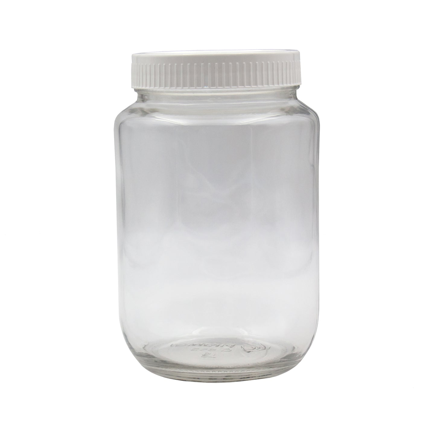 1.5 litre glass jar with white plastic lid