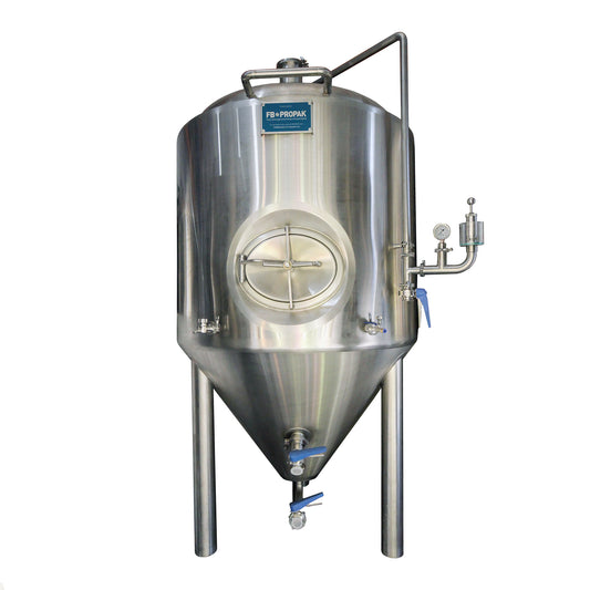 1000 litre stainless steel conical fermenter with triple dimple jacket for fermenting and storing beer. 