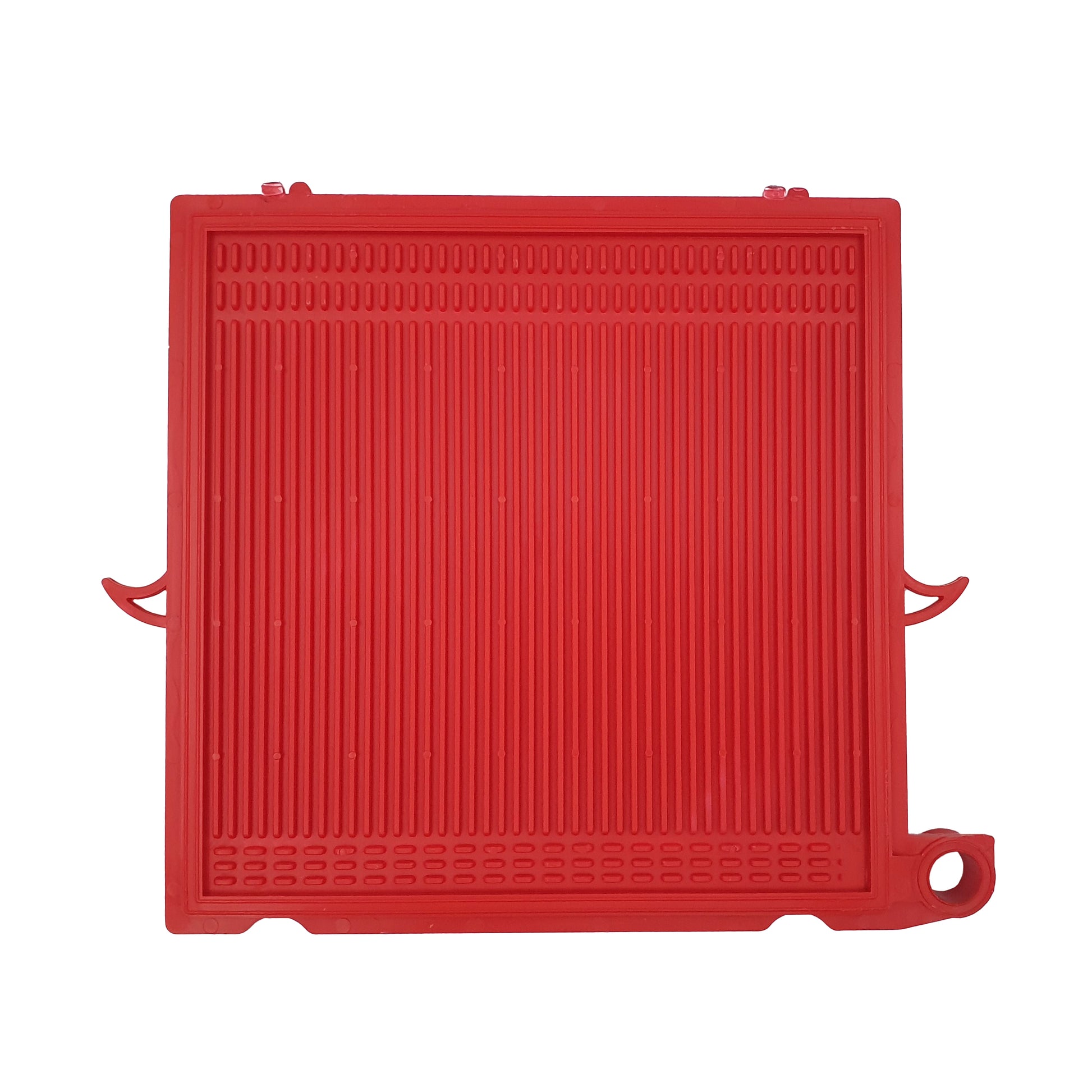 Closed frame red end plate for the Filter Rover Colombo.