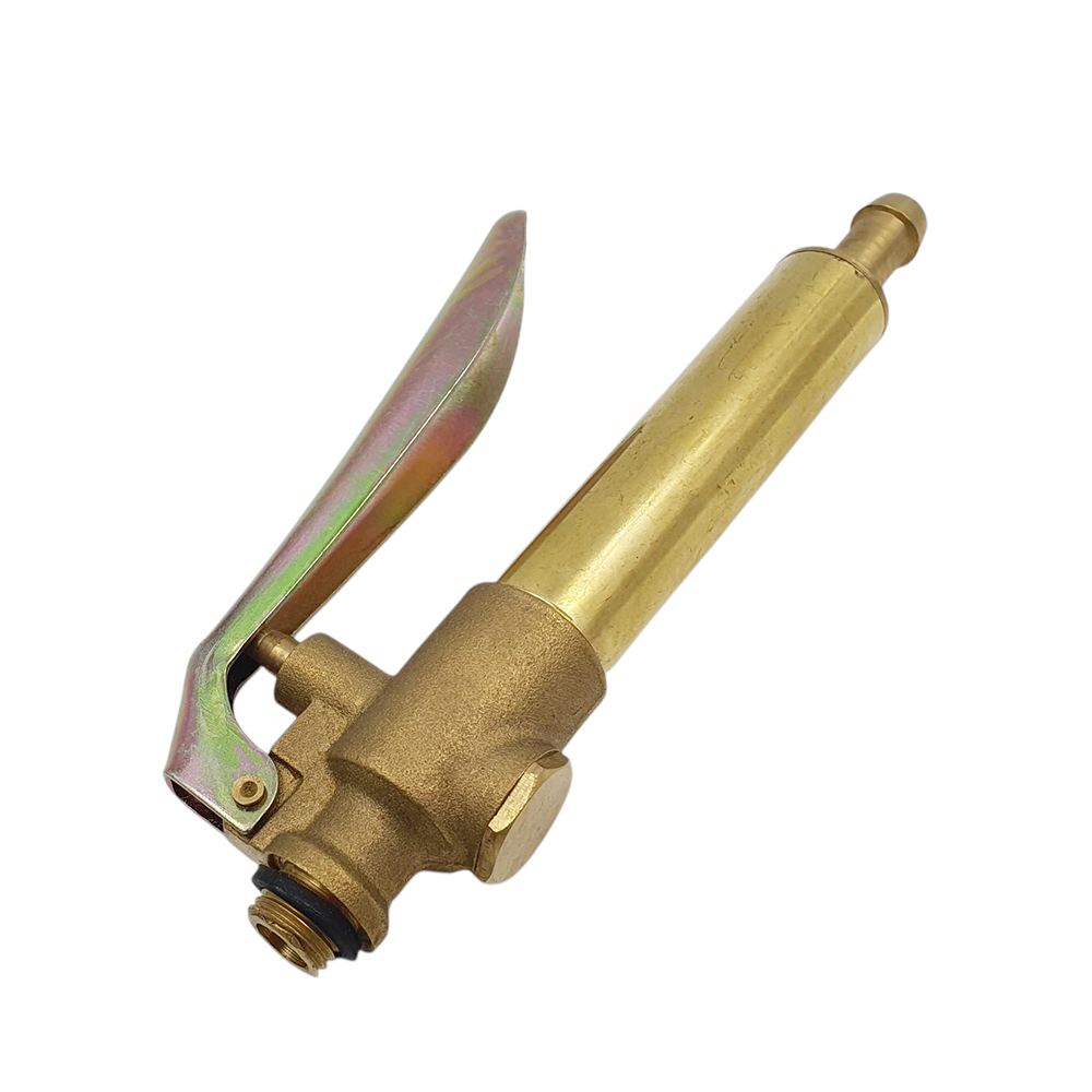 Brass garden hose nozzle on a white background