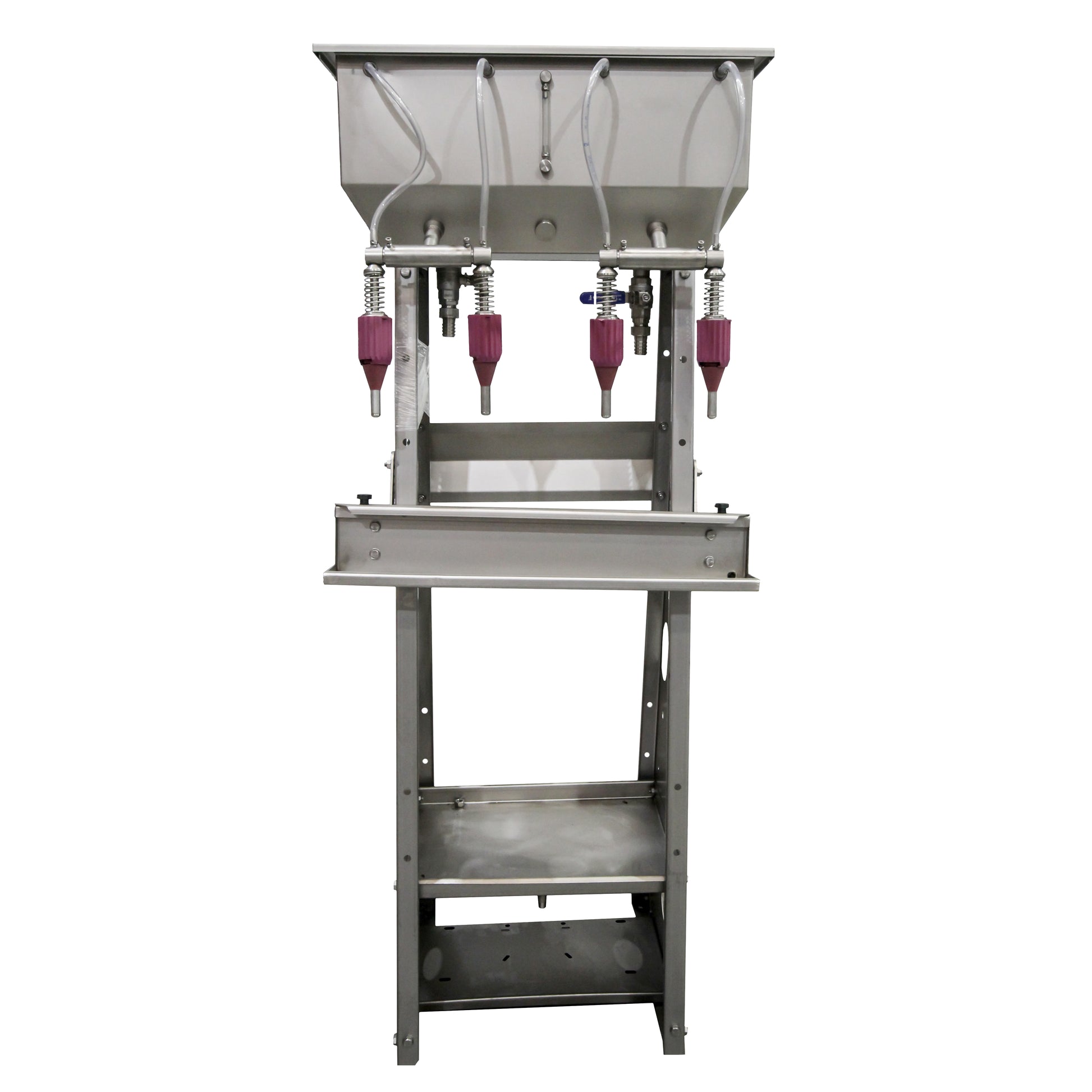 italian made four head gravity bottle filler.