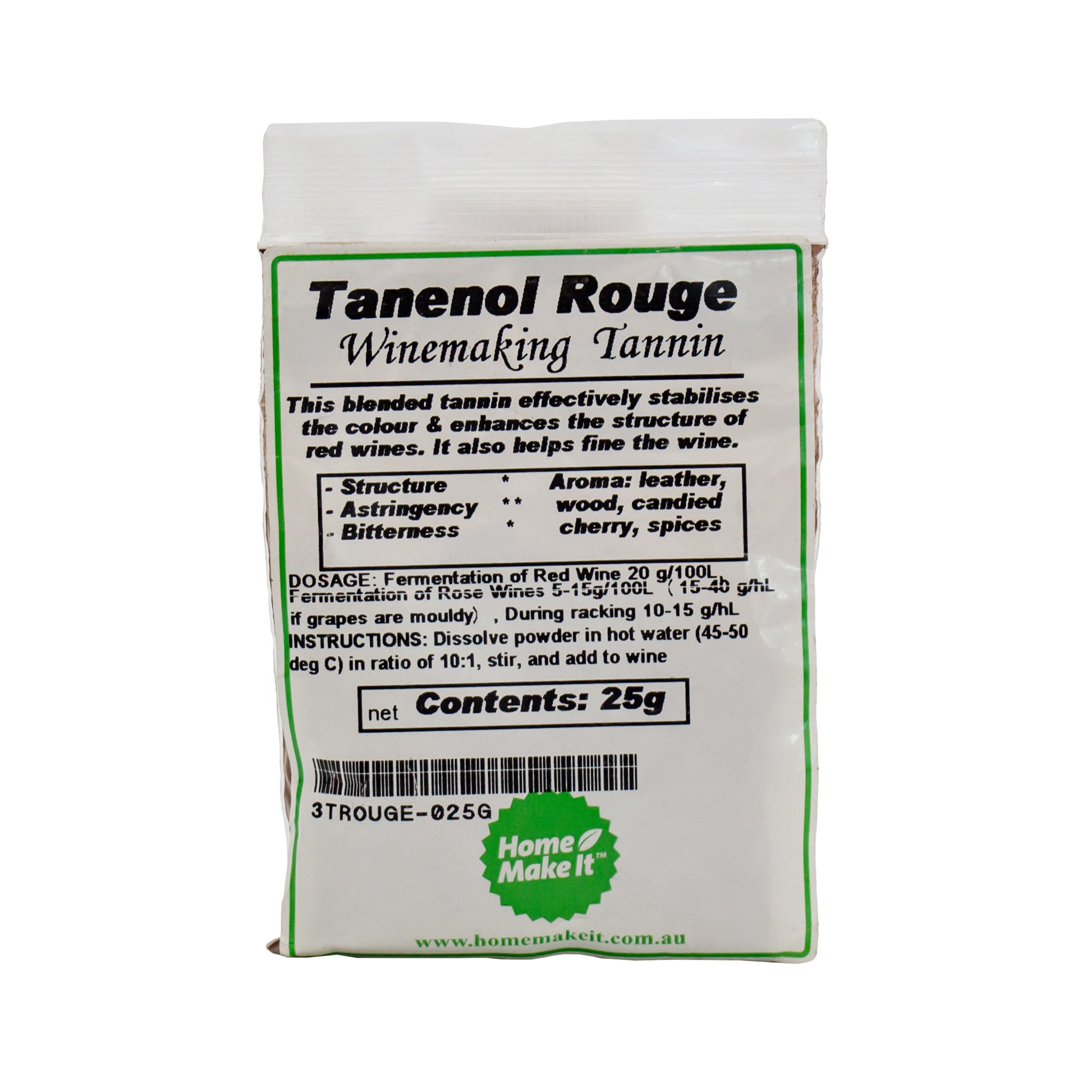 25g packet of tanenol rouge for winemaking. 