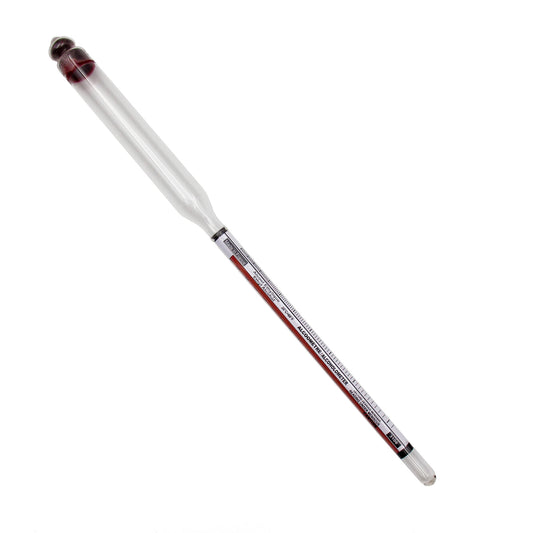28cm long glass alcohol hydrometer measuring from 0 to 100%
