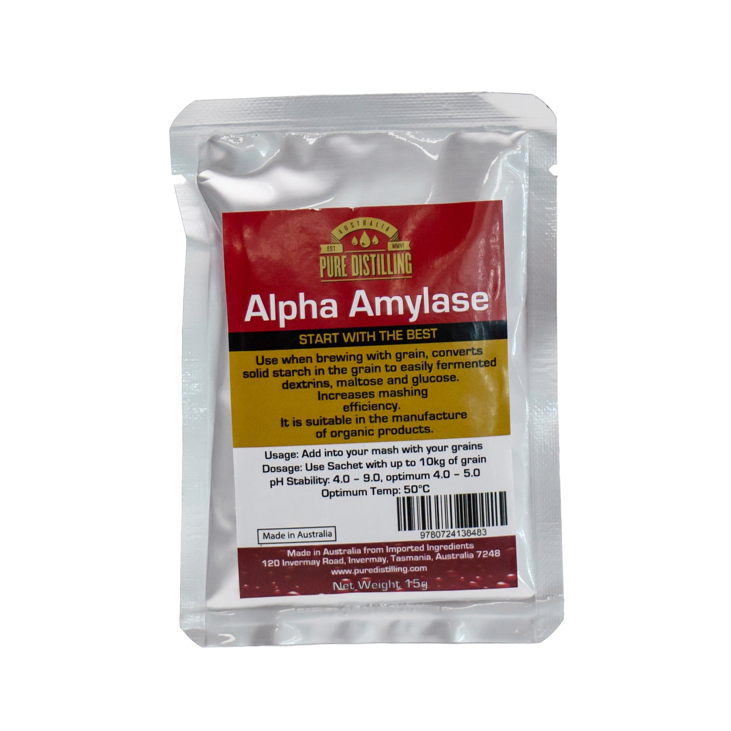 15g packet of alpha amylase