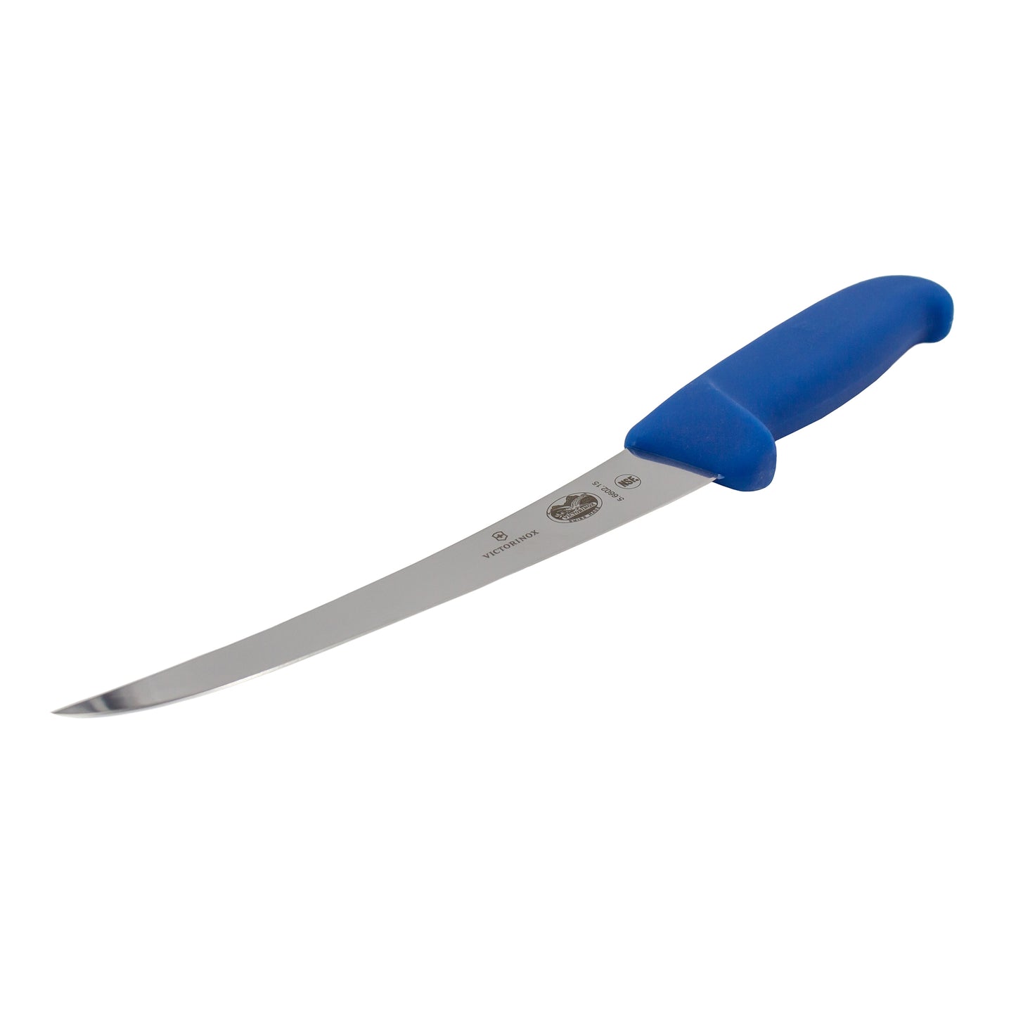 Stainless Steel Victorinox boning knife with blue handle