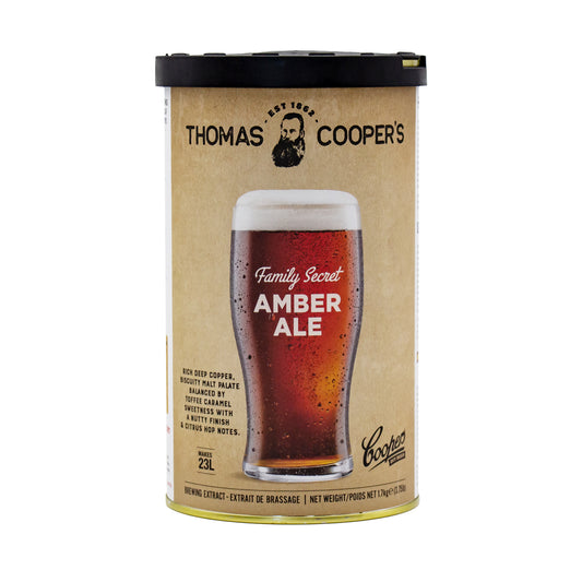 coopers family secret amber ale beer tin