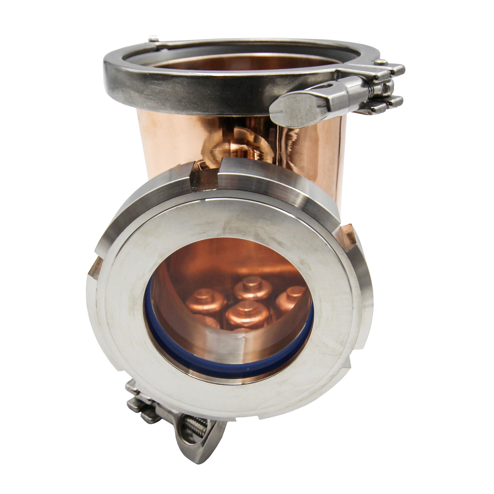 Copper column with bubble plate with DN 65 sight glass