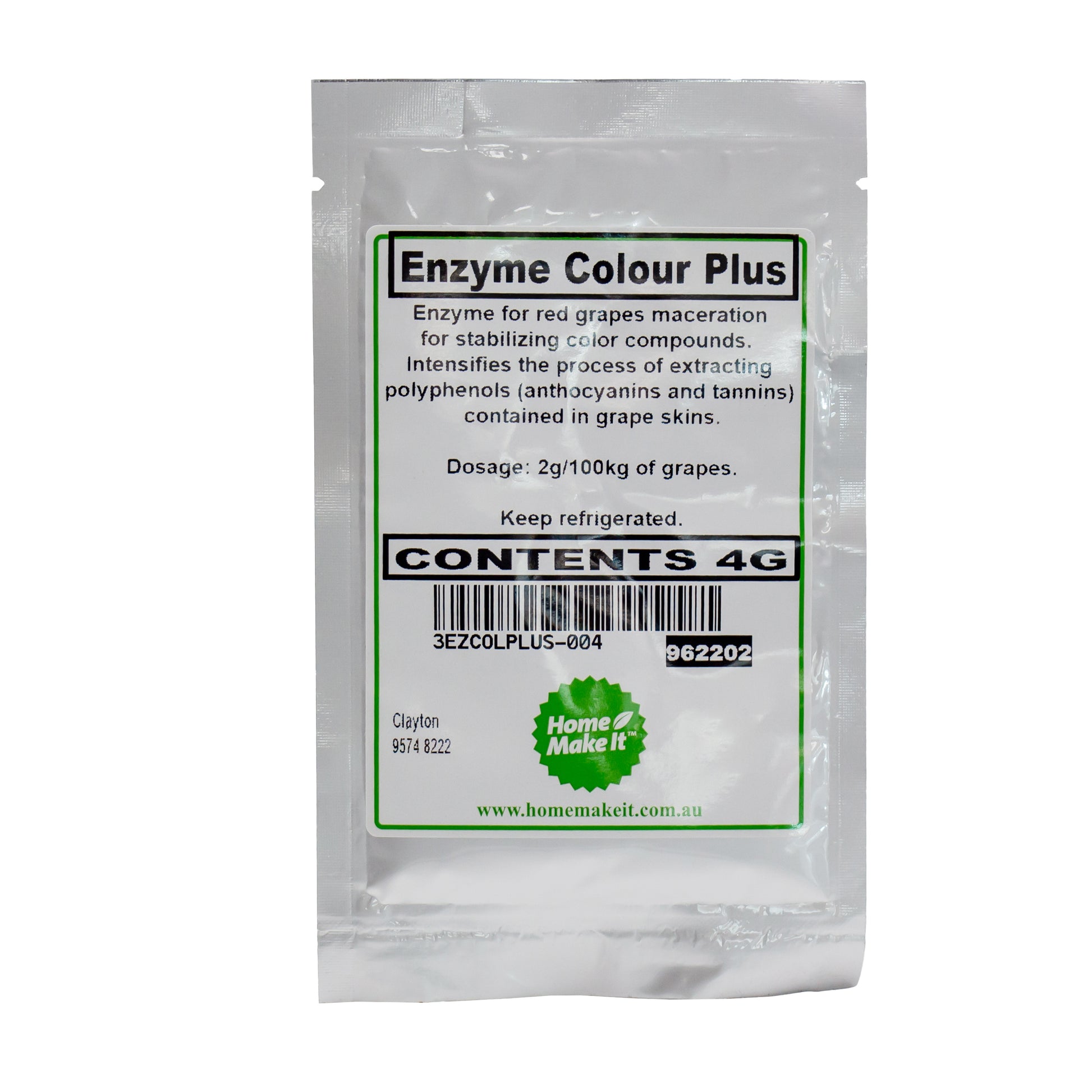 4g packet of enzyme colour plus for grape maceration